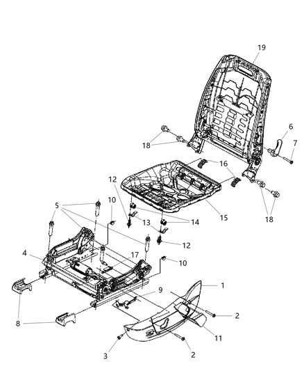 2008 Dodge Charger Frame St-Seat Cushion Diagram for 5139596AA