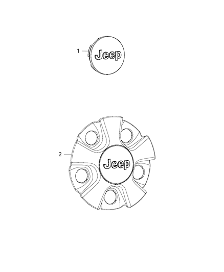 2015 Jeep Cherokee Wheel Center Cap Diagram for 1WG49S4AAB