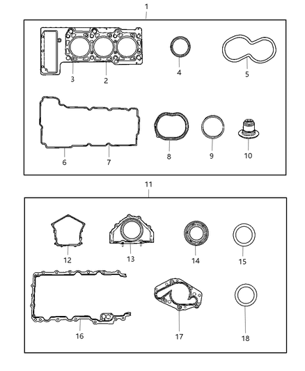 2009 Chrysler 300 Engine Gasket / Install Kits Diagram 1