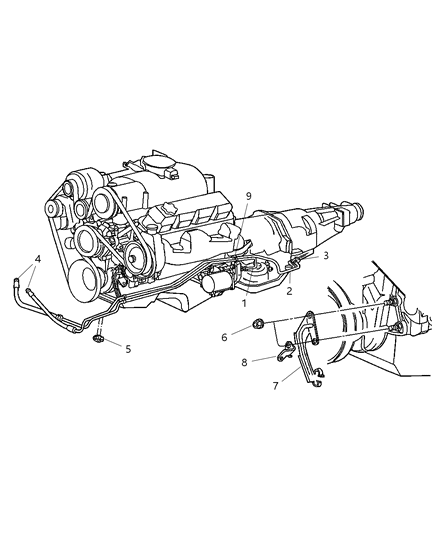 2002 Dodge Durango Transmission Oil Cooler & Lines Diagram 1