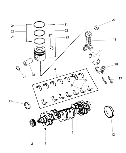 2006 Dodge Ram 3500 Crankshaft , Pistons , Flywheel And Torque Converter Diagram 2