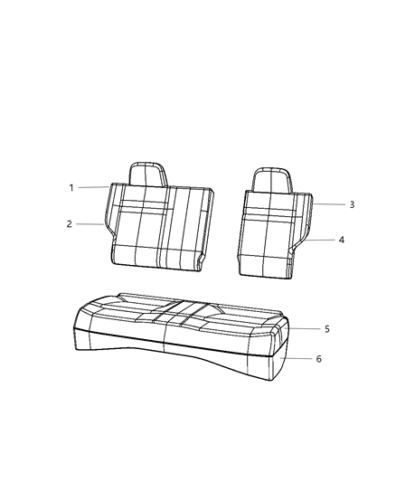 2009 Dodge Caliber Rear Seat - 60/40 Diagram 2