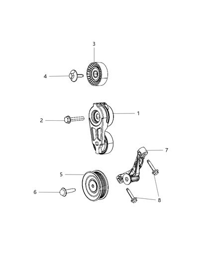 2012 Ram 3500 Bracket-Idler Pulley Diagram for 53034136AB