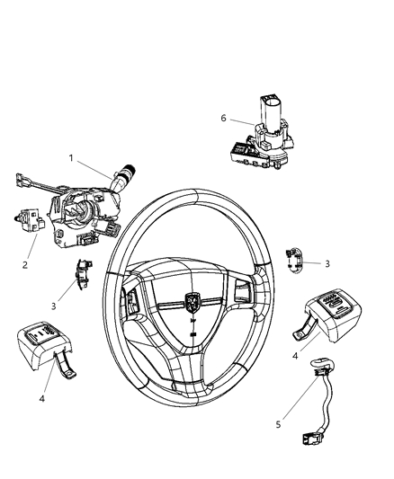 2009 Dodge Ram 3500 Pickup Switches - Steering Column & Wheel Diagram