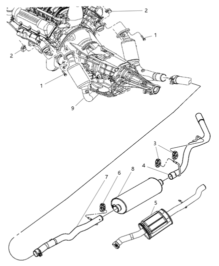 2008 Dodge Dakota Exhaust-Exhaust Diagram for 52855725AB