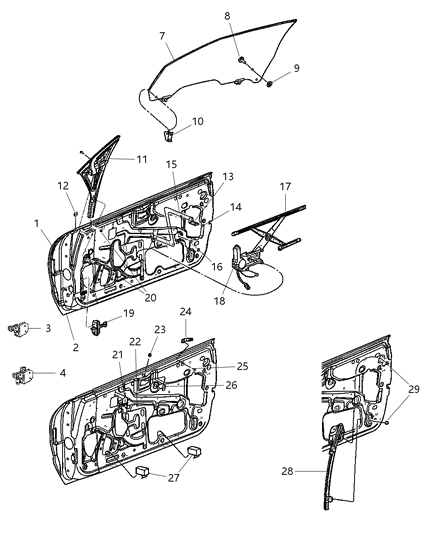 2001 Chrysler Sebring UPSTOP-Front Door Window Glass Diagram for 4724422AB