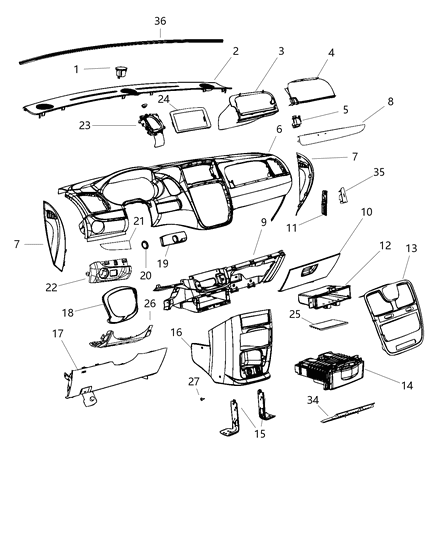 2017 Dodge Grand Caravan Bezel-Instrument Lower Diagram for 5LG55HL5AC