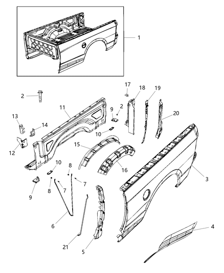 2018 Ram 1500 Pick-Up Box Diagram