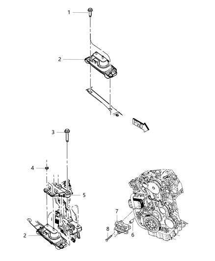 2015 Chrysler Town & Country Engine Mounting Right Side Diagram 1