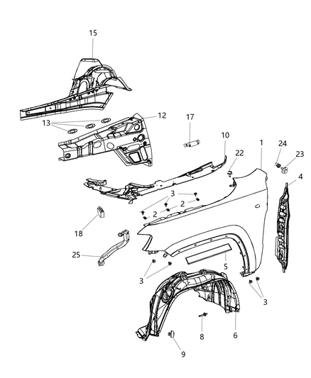 2016 Jeep Grand Cherokee SILENCER-WHEELHOUSE Inner Diagram for 55079293AH