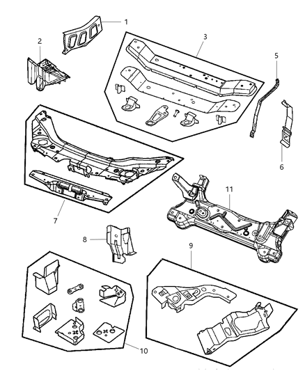 2004 Chrysler Sebring Sedan & Convertible Front Frame, Front Diagram 2