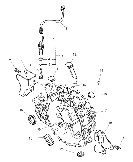 2003 Chrysler Sebring Clutch Housing & Related Parts Diagram 1