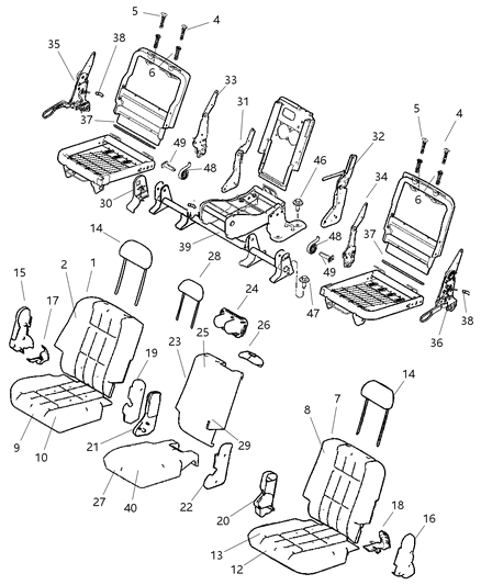 2007 Dodge Durango Rear Seat Cushion Left Diagram for 1FU151D5AA