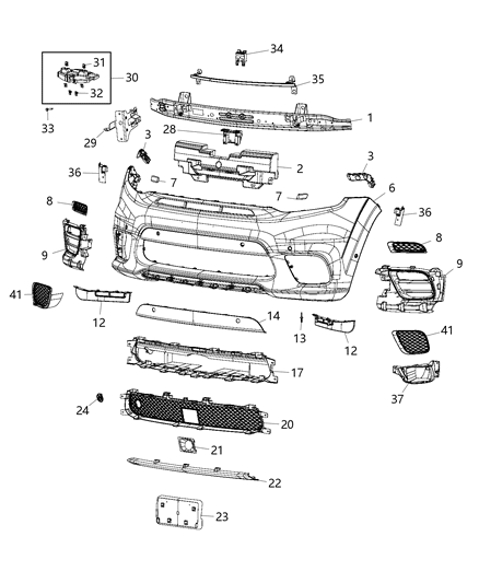 2019 Jeep Grand Cherokee Fascia, Front Diagram 2