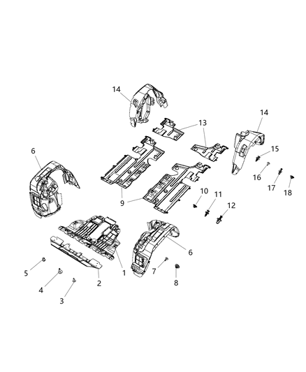 2016 Jeep Renegade Belly Pan-Extension Front Diagram for 68248090AA