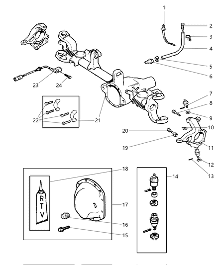 1998 Jeep Wrangler Housing - Front Axle Diagram