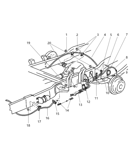 1999 Dodge Ram 2500 Regular Cab Parking Brake Cable Diagram