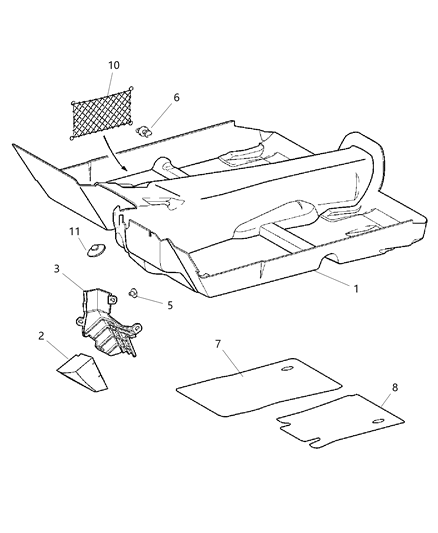 2005 Chrysler Crossfire Floor Carpet Diagram for 1BS59XDVAA