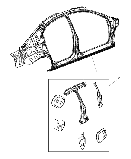 2001 Dodge Stratus Pkg Part-Body Side Aperture Diagram for 5019352AF