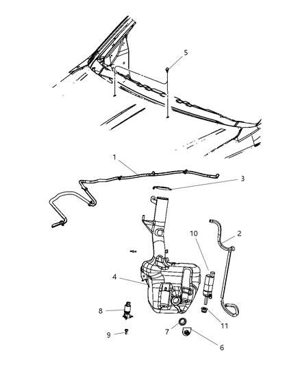 2008 Dodge Grand Caravan Washer System Front Diagram