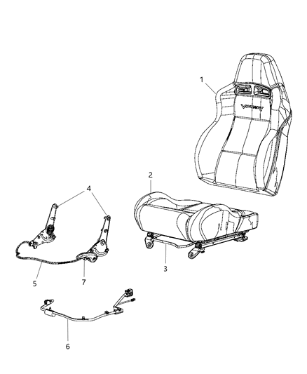 2010 Dodge Viper Front Seat - Bucket Diagram