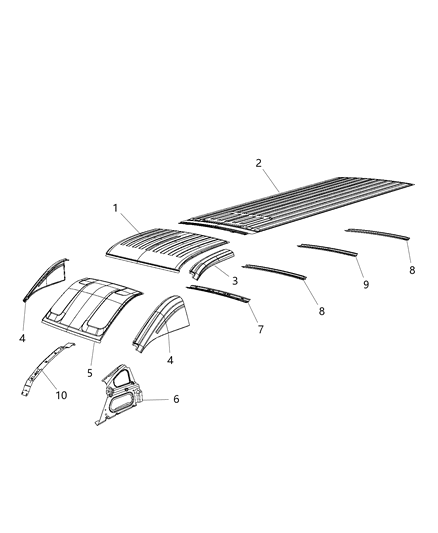 2014 Ram ProMaster 1500 Roof-Exterior Body Panel Diagram for 68134045AB