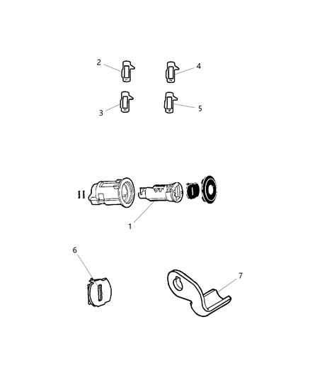 2009 Dodge Avenger Decklid Cylinder & Key Diagram