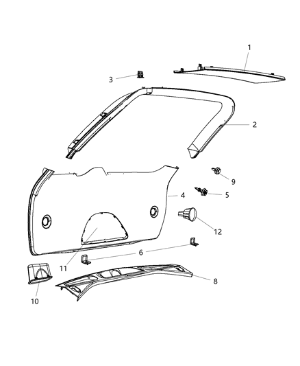 2015 Jeep Grand Cherokee Liftgate Panels & Scuff Plate Diagram