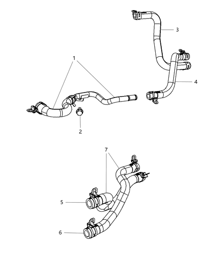 2009 Dodge Caliber Hose-Heater Supply And Return Diagram for 5291000AB