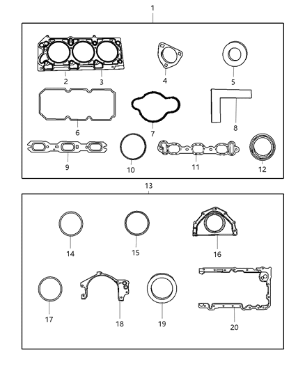 2010 Dodge Nitro Gasket Pkg-Engine Diagram for 68039267AB