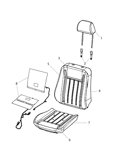 2012 Dodge Challenger Front Seat-Cushion Cover-Top Back Left Diagram for 1YJ37JRRAA