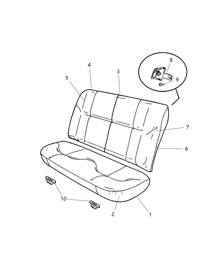 2001 Dodge Stratus Rear Seat Cushion Cover Diagram for UM891DVAA