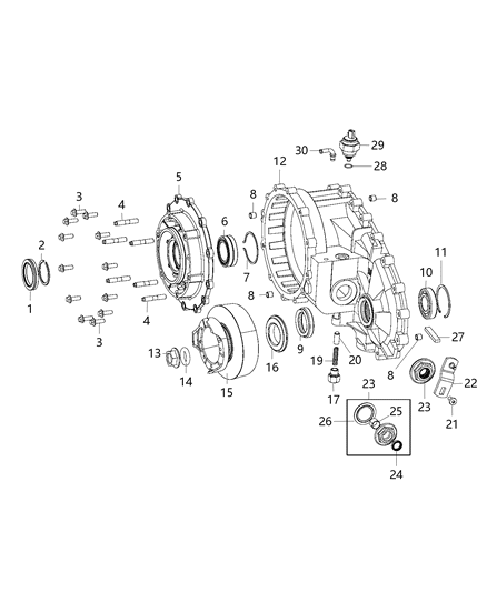 2018 Jeep Wrangler JK (Previous-generation) Front Case & Related Parts Diagram 6