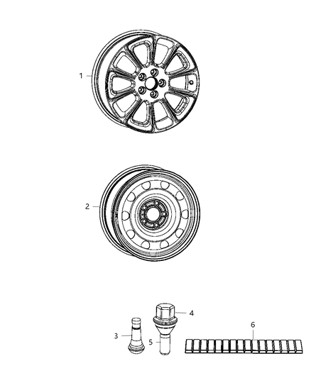 2012 Dodge Dart Wheels & Hardware Diagram