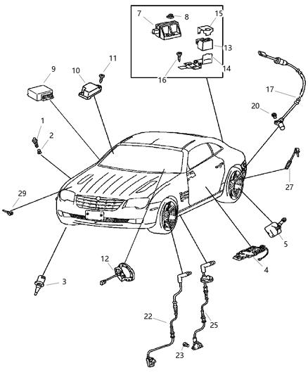 2005 Chrysler Crossfire Tire Pressure Sensor Diagram for 5142340AA