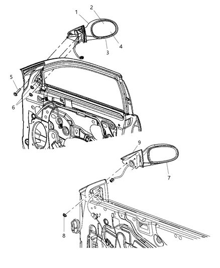 2003 Chrysler Sebring Outside Rearview Electric Foldaway Mirror Diagram for 4805435AF