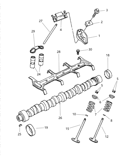 1999 Dodge Ram 2500 Regular Cab Camshaft & Valves Diagram 1