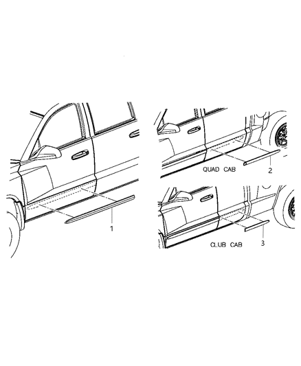 2007 Dodge Dakota Molding-Rear Door Diagram for 5JP75AB5AA