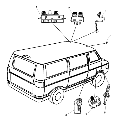 2002 Dodge Ram Wagon Switches - Body Diagram