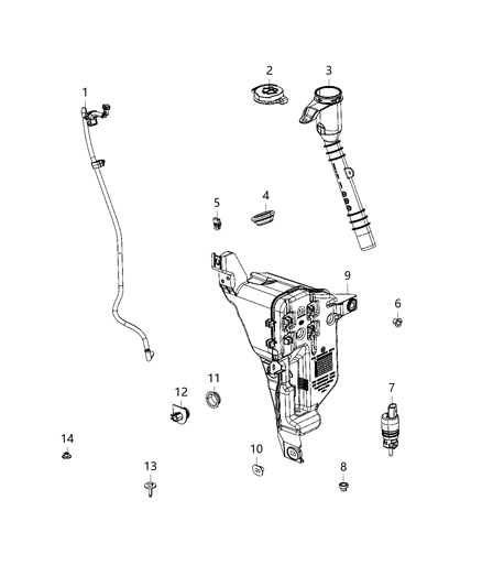 2020 Jeep Wrangler Reservoir, Windshield Washer Diagram 1