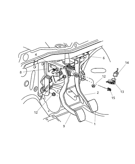 2003 Dodge Neon Clutch & Brake Pedal Diagram 2