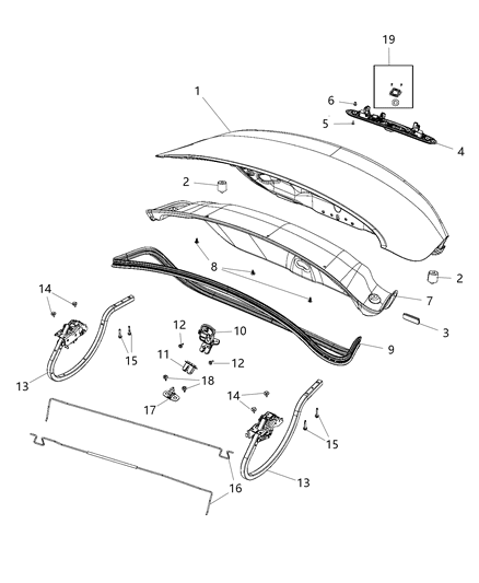 2015 Chrysler 200 Hinge-Deck Lid Diagram for 68159369AA