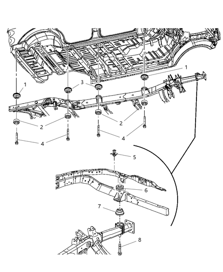 2007 Chrysler Aspen ISOLATOR-Frame To Body Diagram for 52855572AB