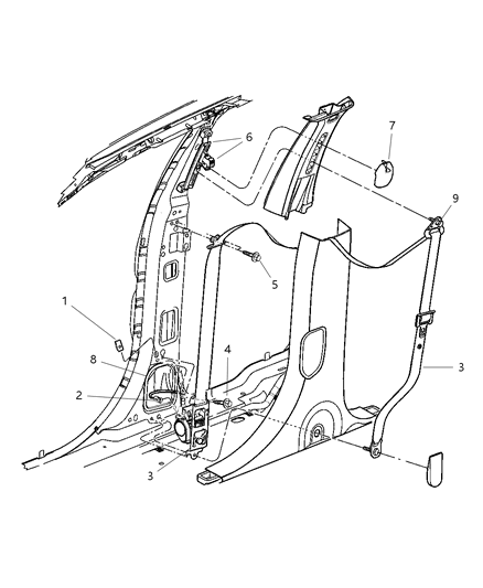 2006 Chrysler Pacifica ADJUSTER-Seat Belt Turning Loop Diagram for WD921L2AG