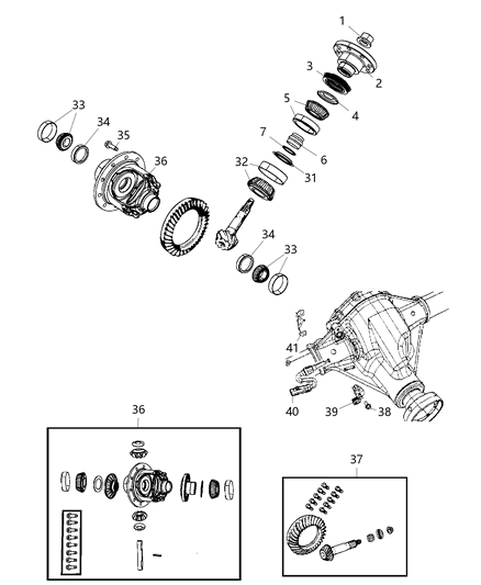 2008 Jeep Wrangler Differential Assembly , Front Diagram 2