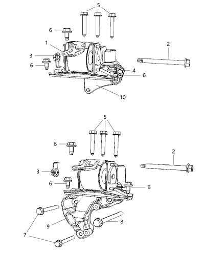 2007 Jeep Compass Engine Mount, Right Side Diagram