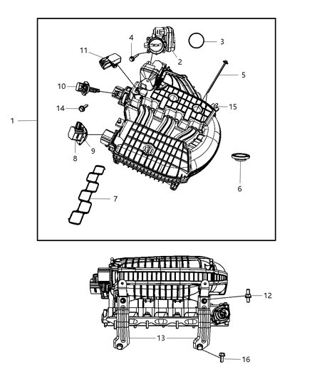 2008 Dodge Nitro Plenum-Intake Manifold Diagram for 4593578AD