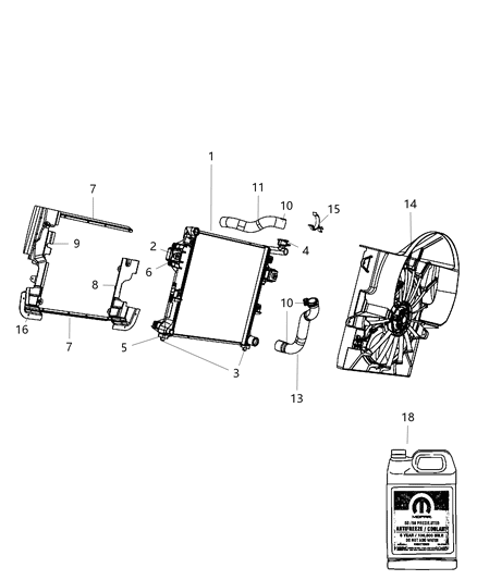 2009 Jeep Grand Cherokee Radiator & Related Parts Diagram 3