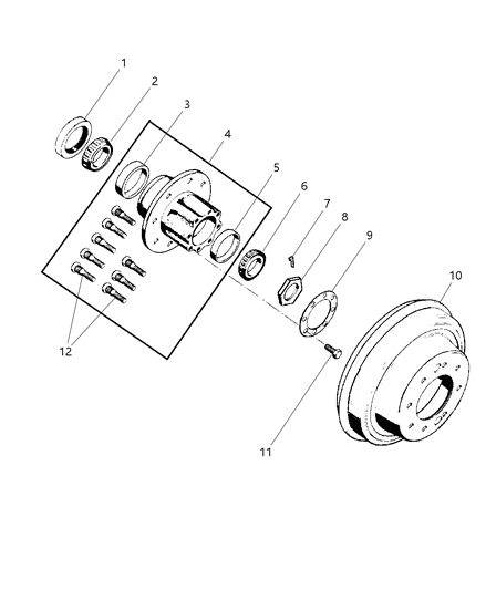 2000 Dodge Ram 3500 Drums And Bearing, Rear Brake Diagram