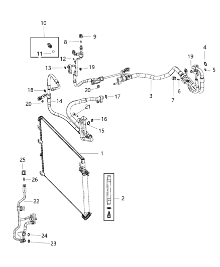 2019 Jeep Cherokee Line-A/C Suction & Discharge Diagram for 68288387AA